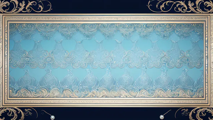 Extremely gorgeous and exquisite pearl water pattern decorative border，light blue white background，best quality，extremely complex，masterpiece，Complete clarity, no light and shadow