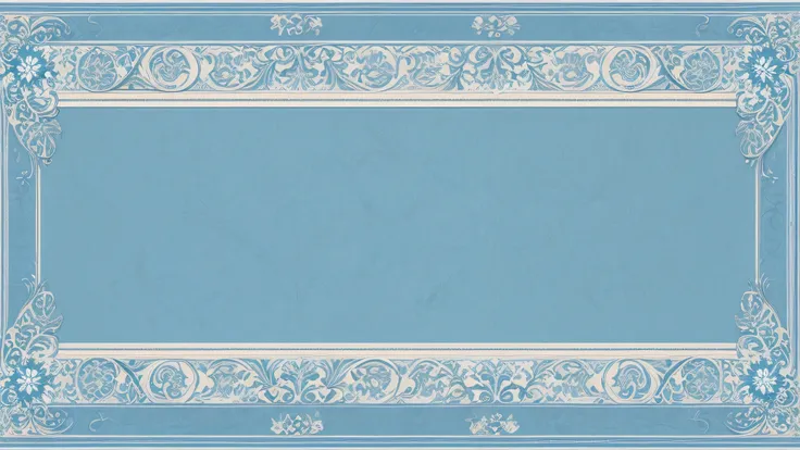 Very gorgeous and exquisite decorative border，light blue white background，best quality，extremely complex