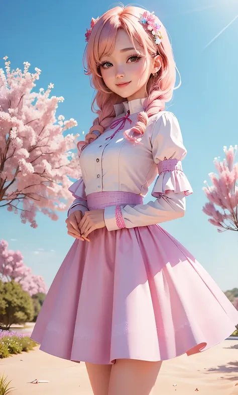 (Style by NTY:1.4) (ultra-detailed), (Best Lighting for Movie Lighting), (particle light effect), (masterpiece: 1.2), A dreamlike scene with a spring background( background, surrealistic dreamscape, fictional landscapes). 
A solo beautiful girl (mixed Kore...