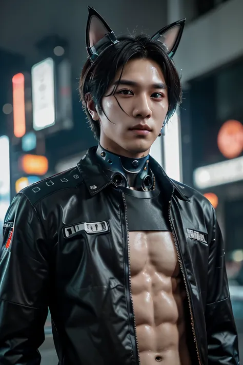 A handsome cyberpunk robot resembling a Korean idol.
The robot man features captivating eyes with a subtle hint of eyeliner, perfectly styled tousled hair, and fashionable attire inspired by Korean pop culture. Its appearance exudes the charisma and charm ...