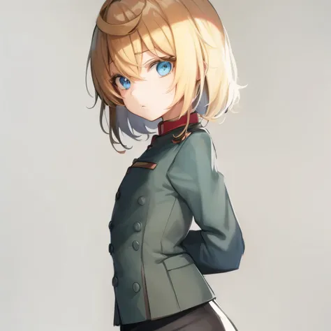 anime girl with blonde hair and blue eyes in uniform, fleet style, heroine 👀 :8, Anime cute art style, (anime girl), anime style, anime style肖像, short hair, female anime characters, anime style人物, anime style, High quality anime art style, young anime girl...