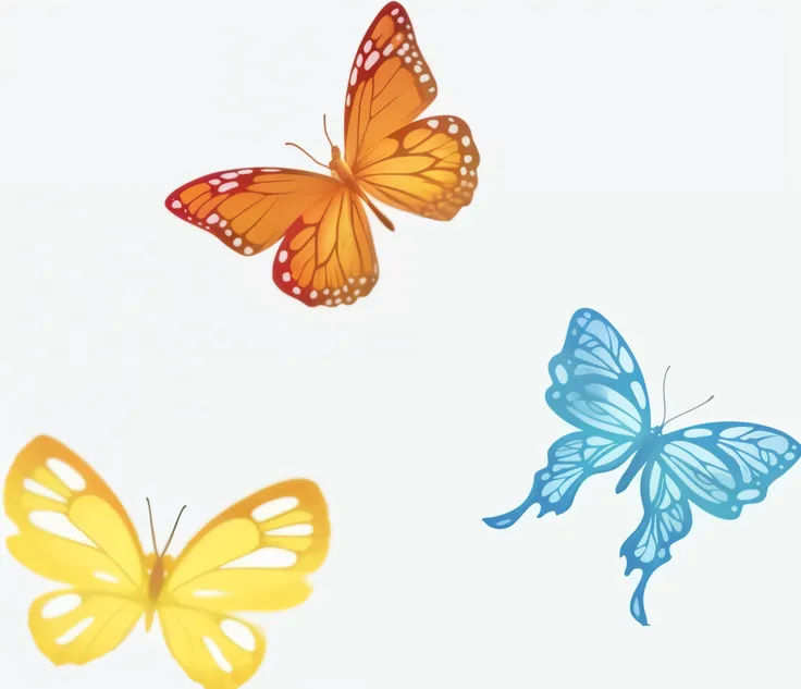 Butterfly are flying in the air with different colors, Butterfly flying, Butterfly, Butterfly floating in the sky, Butterfly, harmony of Butterfly, background white, Butterfly wings, With beautiful wings, it splits in half and becomes wings, Butterfly in t...