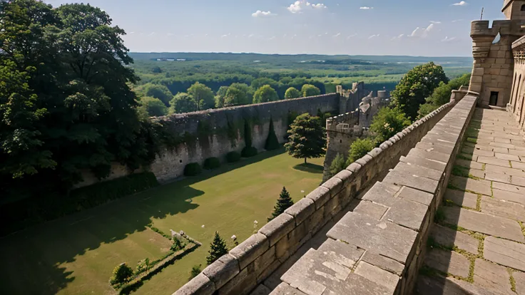 Parapet walls of a large castle.