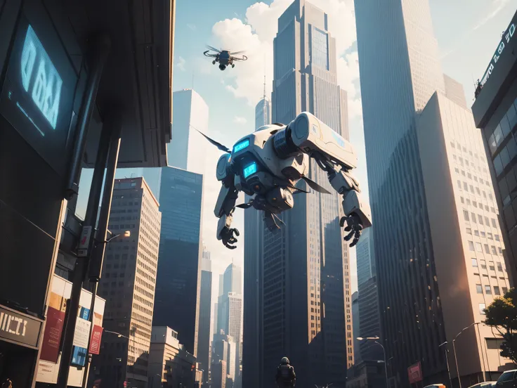 A TIME WHERE the aliens have arrived sharing technology like AI robots policing the streets drones with face recognition fly in the air all over the futuristic city