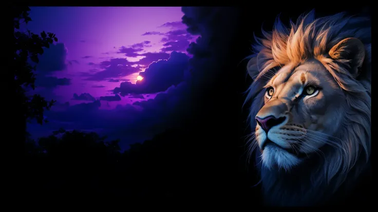 Lion, Divine Lion, Lion King, Lion Majestic, natural, Natureza, renderizado, fotorrealista, UltraHD, 4k, texturasdetalhadas, thunders, sombras detalhadas, cores detalhadas, por do sol, sol se pondo, Sunset, Natureza Linda, Great Divine, por do sol, contras...