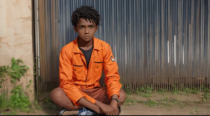 dark-skinned boy wearing orange prison outfit  --auto --s2