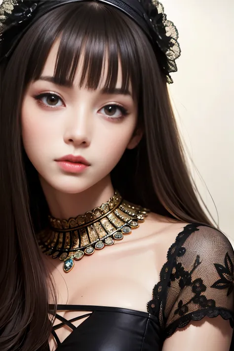 masterpiece, high quality, high resolution, perfect anatomy, ultra detailed, 1 woman, beautiful face, very big eyes, beautiful detailed eyes, droopy eyes, small face, ultra detailed face, huge breasts, thin waist, long hair, bangs, pale skin, high heels.
