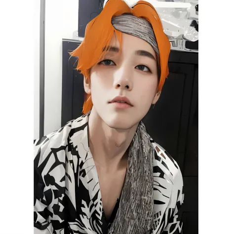 there a man with orange hair and a scarf, taehyung, tae la nariz griega, kim taehyung gucci, cabeza naranja, kim taehyung, pelo naranja, , pintar ulzzang, tonos naranjas y negros