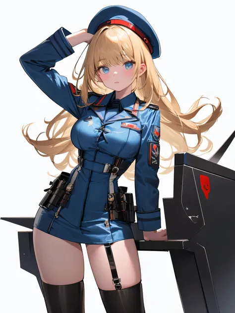 ((Best quality, 8K, Ultra-detailed, Masterpiece: 1.3)), 3 girl, Shiny skin, Sharp, Perfect body beauty, realistic shadow perfect body,("Dark grey and deep blue navy officer uniform,beret,futuristic,Transparent ":1.2),Big_Breasts ,Young girl, short girl,upp...