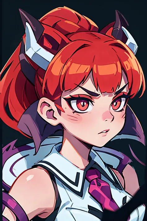 Zyra - Crime City Nightmare - League of Legends, HD, white clothes, red hair, blush stickers, heart-shaped pupils, dilated pupils, eye reflection, high detail, depth of field, UHD, retina, masterpiece, ccurate, anatomically correct, textured skin, super de...
