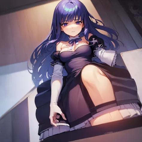 ((frederica bernkastel)) (best quality)), ((masterpiece)), (detailed), perfect face , dark blue hair, blunt bangs, hime cut, lon...