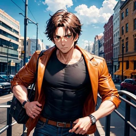 *Alex Mercer* - Appearance:* In his early 30s. He has a lean, athletic build, with sharp facial features, dark brown hair, and intense green eyes. As an adult, he carries himself with a quiet confidence. - *Clothing:* Prefers smart casual attire. Often see...