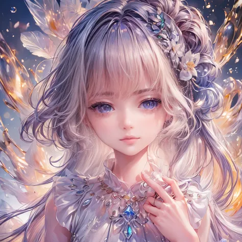 (highest quality:1.4),(masterpiece:1.4),super detailed,8k,cg,exquisite,upper body,lonely,thumb girl,little princess,flowing coat...