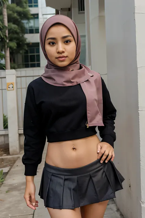 hijab malay, schoolgirl, mini skirt, panty