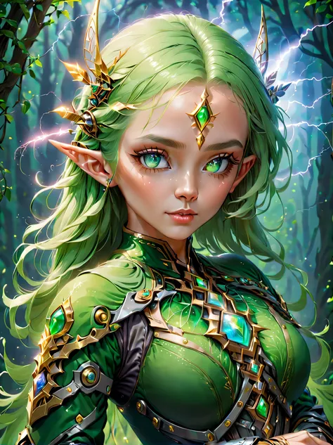 (portrait)，cowboy shooting, portrait of a female elf，a unique blend of magical and futuristic mechanical themes，((hand-held mech...