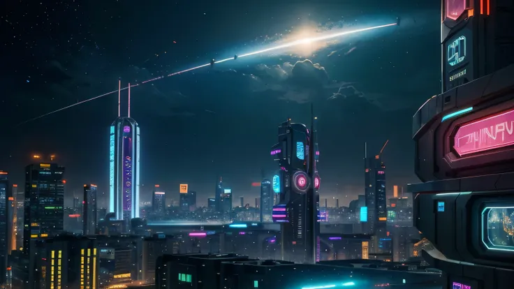 cidade futurista (Megaman x Design ) with a futuristic train station and a futuristic city, background jet ground radio, megacidade neon no fundo, nave espacial cyberpunk de fundo, arte de fundo, Cybernetic - punk background, futuristic city scenery, Cidad...