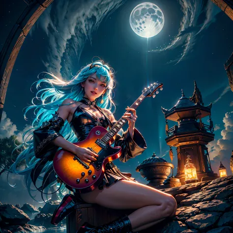 nebulae hyper nebula starry_sky moonset epic moonrise spacious moonshine loli guitarist guitar loli musician piano exhibitionist...