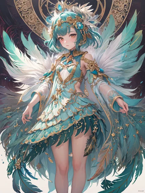 (best quality, masterpiece), (colorful:1.2),perfect face, best illustration, loli,(feather:1.6), incredibly absurdres, underwater,(fractal art:1.5),wings, (astral fairy), (mystical), high detailed official artwork, anime fantasy artwork, (epic fantasy), ((...