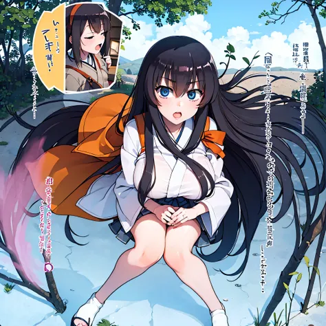 black haired japanese high school girl. if you see something, i was so surprised that my eyes opened wide.. anime style