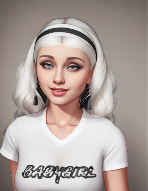 there  a woman with a headband and a black shirt, hyperrealistic , inspired by Sim Sa-jeong, inspired by Dulah Marie Evans, the sims 4 texture, inspired by Maksymilian Gierymski, lblsck hair, an aesthetic!, inspired by Sophia Beale, realism artstyle, arian...