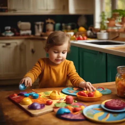 Children playing on the kitchen table