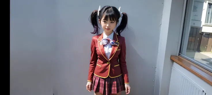 Japanese woman, purple hair, school uniform 