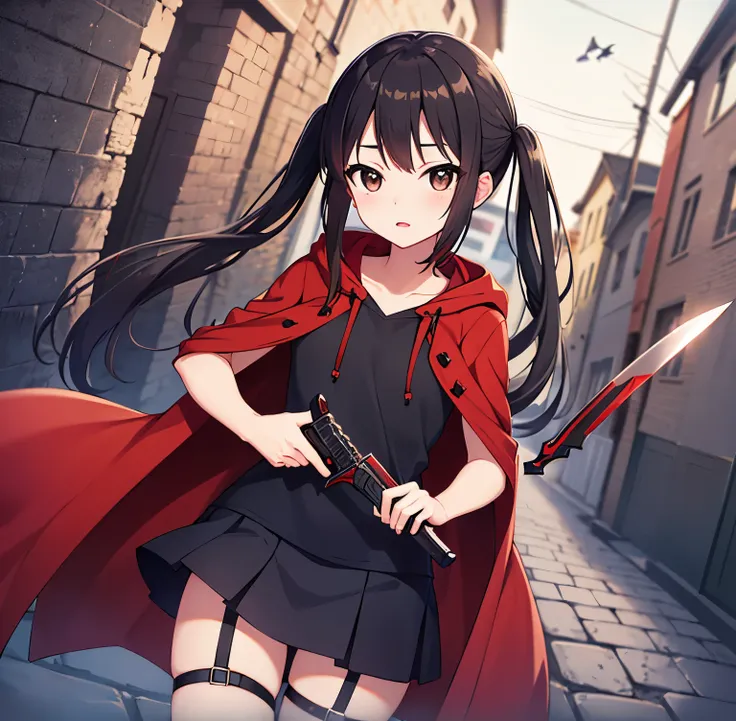 ((masterpiece)), ((high quality)), ((best quality)),8k wallpaper, 1 girl, anime girl walking down a cobblestone street, (((local...