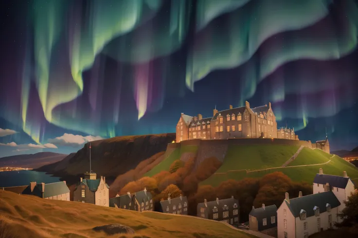 2000s Scottish Highland Aurora Borealis Conjuring (Location: Edinburgh Castle):
Character: A teenage girl with a kilt, conjuring the Aurora Borealis within the walls of Edinburgh Castle during the 2000s. Capture the Highland spirit with Wes Andersons earth...