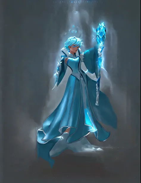 An ice mage with the ability to freeze opponents and control the battlefield.  wears an elegant, icy-blue robe and carries a staff that emanates a cold aura. She can summon ice storms, create barriers of frost, and wield the power of winter in combat,witho...