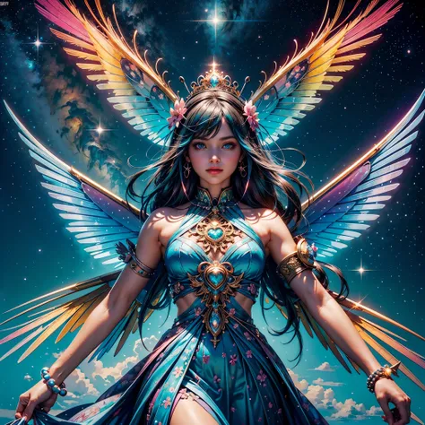 Galaxy Stars Nebulae Nebula sunrise epic sunset sunshine Sparrow Bird ((Gorgeous Sparrow_bird_with_open_wings flying cherry_blossom wings_spread_upwards surmounted wings surrounded intertwined feather)) unrealengine5 ultra Cinamatic_Sunlight "Sparrow Bird ...