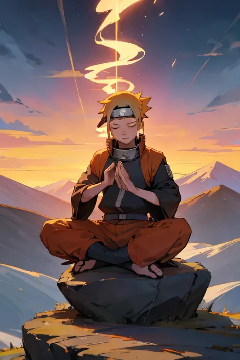 naruto meditating on the mountain