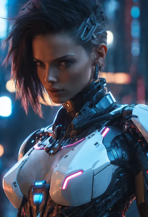 ((melhor qualidade)), ((obra de arte)), (detalhado:1.4), 3D, uma imagem de uma linda mulher cyberpunk,HDR (High-range dynamics),rastreamento de raio,NVIDIA RTX,Super-resolution,Irreal 5,underground dispersal,PBR texturing,post-processing,Anisotropic filter...