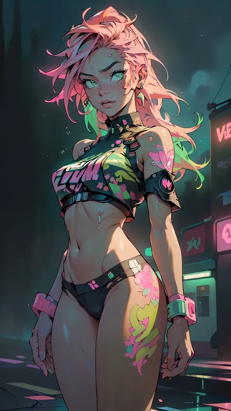 girl rave,(((1girl))),((girl with extremely cute and beautiful pink hair)),((asian features)),

(large breasts:1.4),saggy breasts,(((neon pink hair:1.35,wild hair,long hair:1.4,colored inner hair,ear breathing))),(((neon_green_eyes:1.3))),intricate eyes,be...