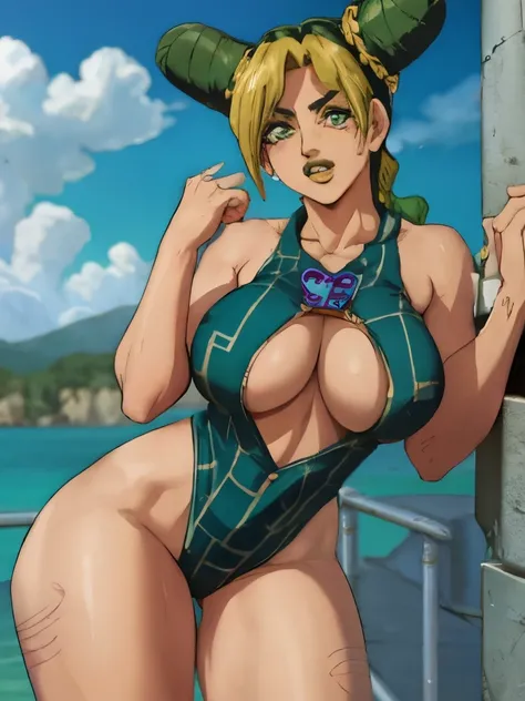 Jolyne, Big breasts, thick legs