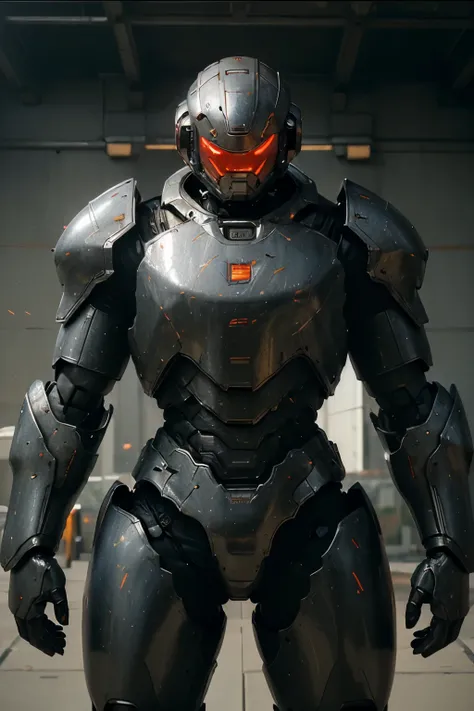 (masterpiece:1.3), (best cinematic quality:1.2), (extremely detailed setting:1), (soft+artistic lighting),  futuristic, technological, city scenery with (robots around)0.4], giving dramIn a museum, I saw an armor, the armor was made of red steel, it looked...