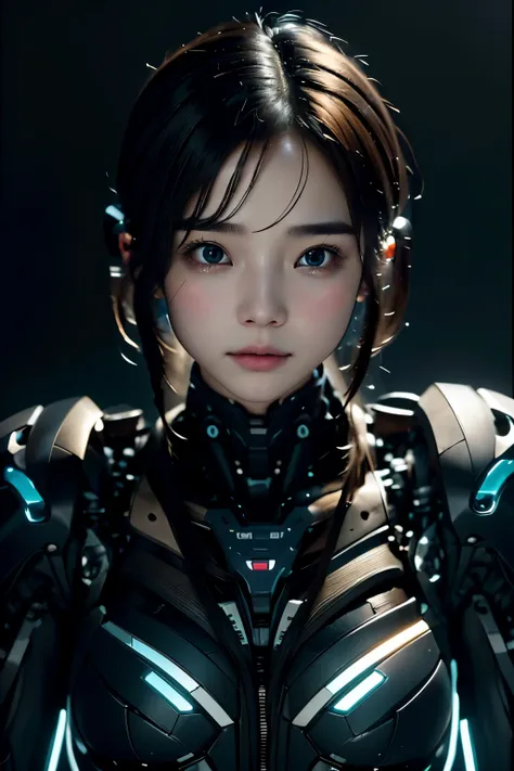 intelligent bionic robot, girl、cyborg robot parts、cable electric wireicrochipright studio、(hyperphotorealism、high-detail、intrica...