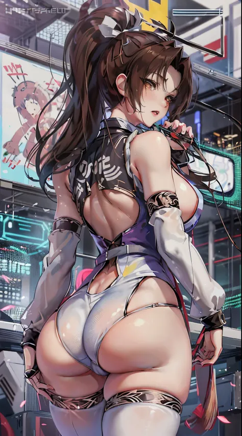 Akira,meaty thighs，sling，Poster publicity style，back view，camel toe