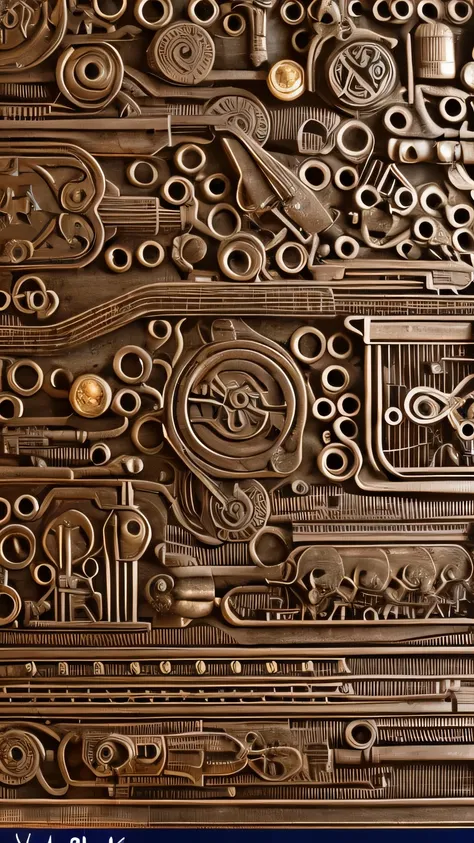 relief stone carvings,old machines of different shapes are connected by rusty pipes,diode,the background is white