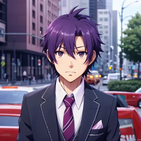 anime　character　2D　male　Handsome guy　cool　purple　anime風