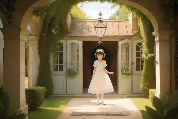 1920s French Chateau Secret Garden Puppet Show (Location: Provence)
Character: A French tween girl with a ribboned bob haircut, organizes a puppet show in a secret garden of a Provencal chateau in the 1920s. Her lacy dress and ankle socks add a vintage cha...