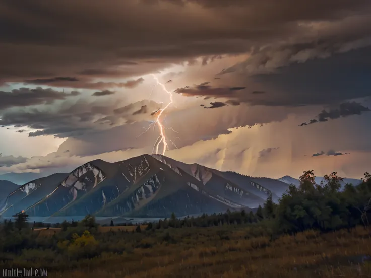 Mountains with thunder bolt