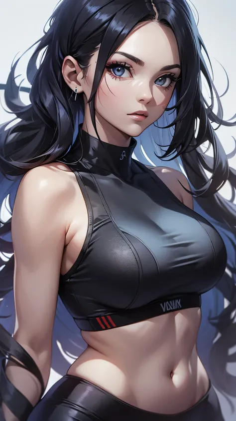 最high quality、best image quality、masterpiece、teenage girl((18-year-old、 By becoming、vest bust、medium bust,wide open breast tea、black eye, black hair、long hair、thin,highest valley、cute makeup、red sports bra、Black sports pants)),high quality、beautiful art、ba...