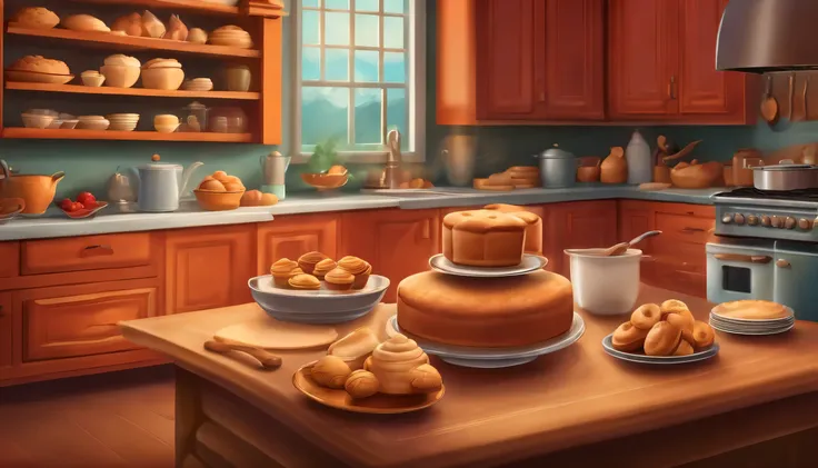 Baking type background illustration in kitchen