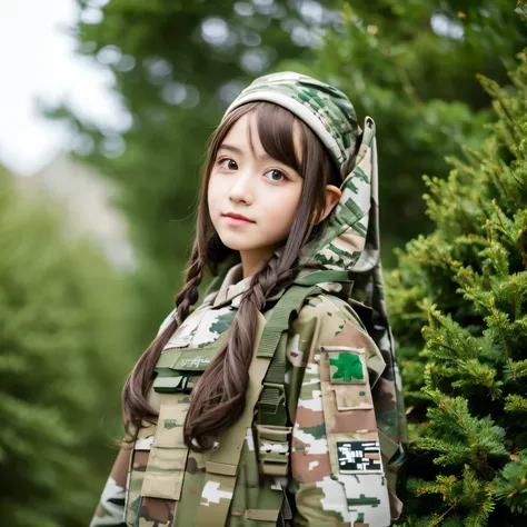 Elf girl wearing digital camouflage