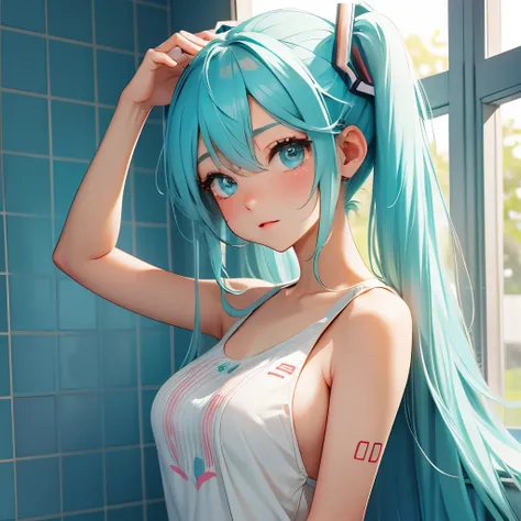 hatsune miku,morning、taking a shower