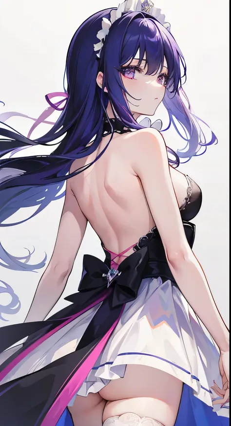 1 girl（masterpiece，top quality，best quality，official art，Beauty and aesthetics：1.2），（Pick and dye your hair，Pick dyeing，The main body is black，The dyed part is white，pink and purple：1.2），Royal sister，overtake（full），Raised sexy，white stockings，Wedding dress...