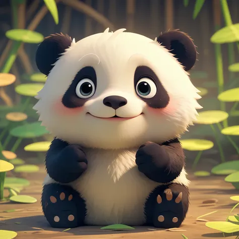 baby panda，cartoonish style，furry animals，sleepy-eyed，lovely。