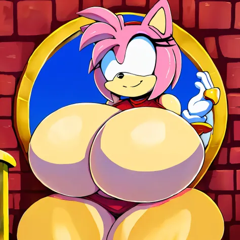 AmyRose. cuello. armadura medieval. ((enormous droopy breasts)) . (Very high definition. 8k). Chica Thicc. Trazos de cuerpo extra detallados. Trazos de ojos extra detallados. Super voluptuosa. 