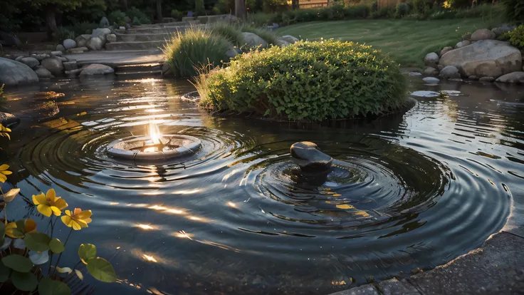 Empathy Ripple Effect: Illustrate a pond with ripples spreading out from a central point, symbolizing the positive impact of empathy and connection on stress reduction.