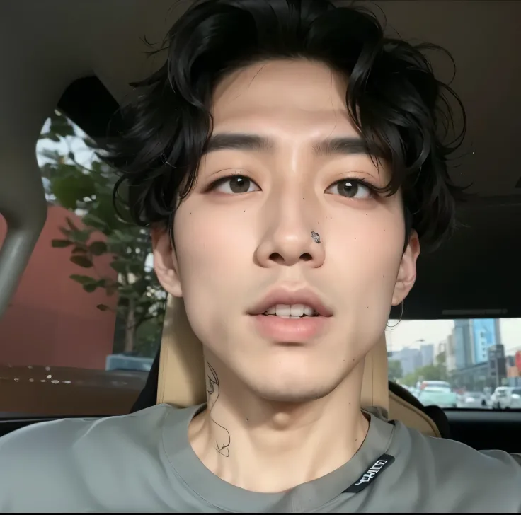 fit man with a tattoo on his neck and a gray shirt, taejune kim, cai xukun, homem sul-coreano, Hong junho hyung, hyung tae, Yanjun Chengt, jaeyeon nam, Jinyoung Shin, profile picture with headshot, Jiminthe right eyelid is swollen, taken at the beginning o...